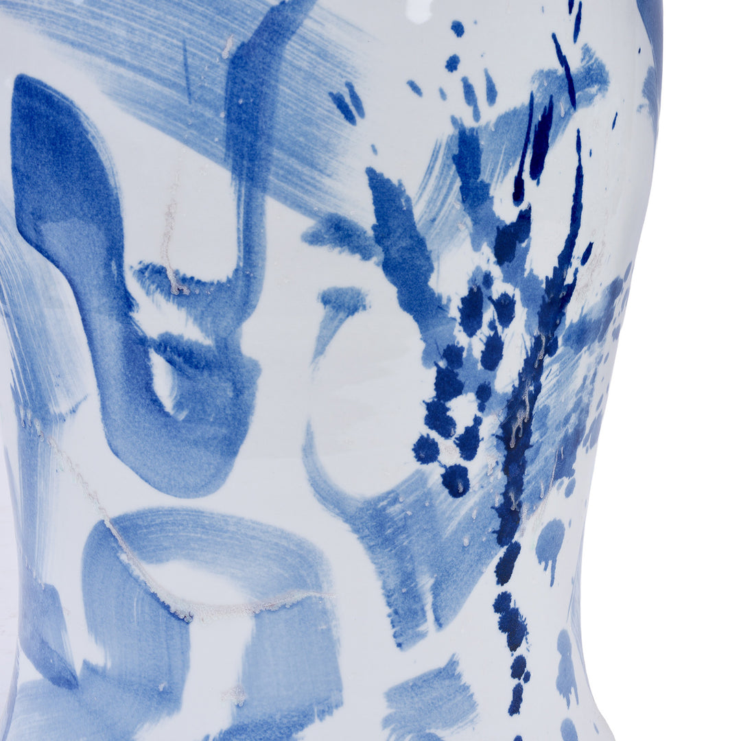 Design Detail From Chinese Porcelain Round Bistro Table - Blue Abstract | Indigo Antiques