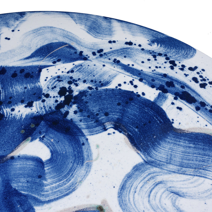 Design Detail From Chinese Porcelain Round Bistro Table - Blue Abstract | Indigo Antiques