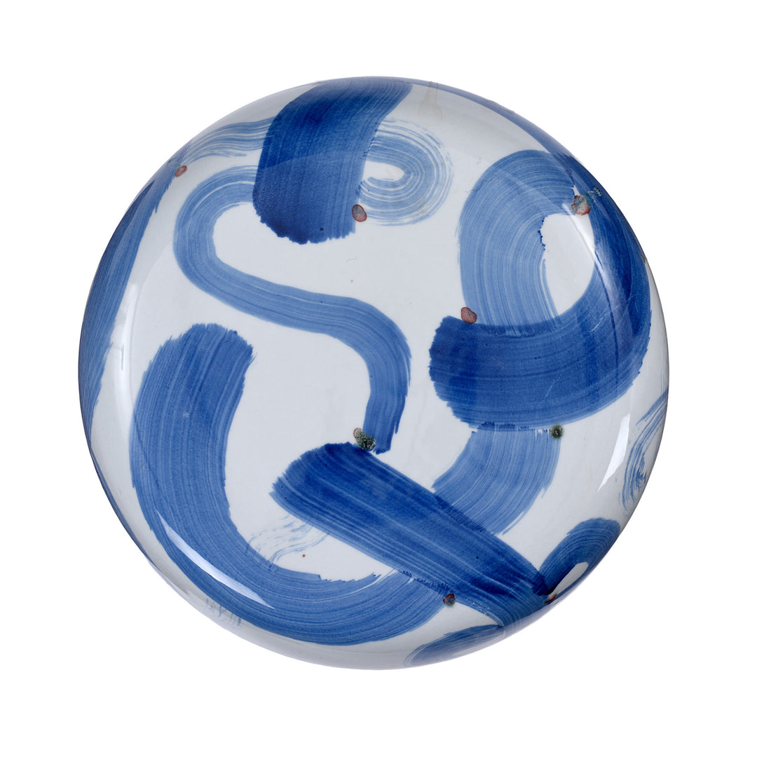 Top Down VIew Of Porcelain Stool - Blue Abstract | INDIGO ANTIQUES
