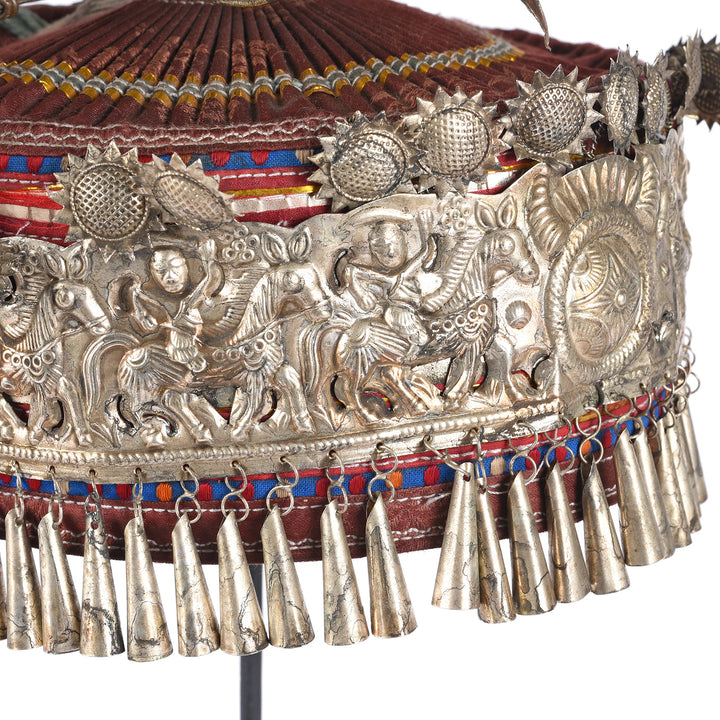 Decorative Miao Tribal Hat From Guizhou On Stand