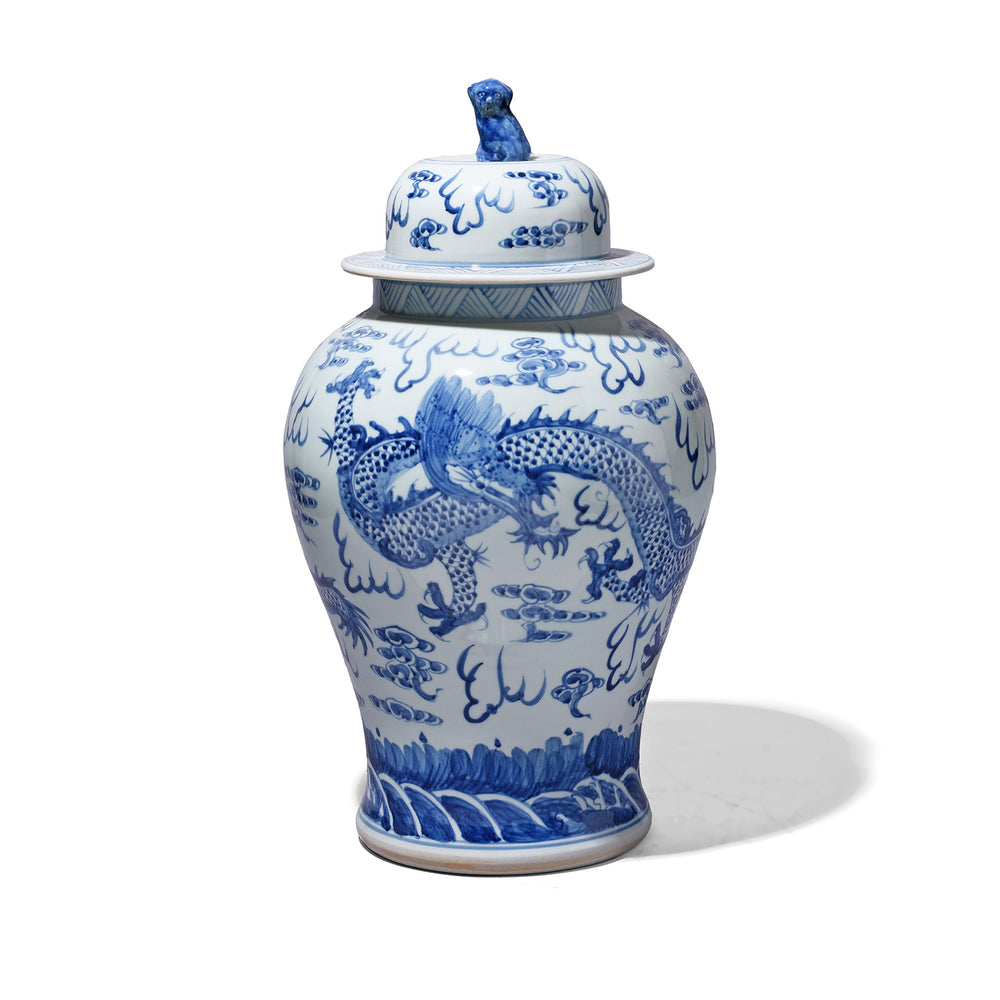 Small Blue And White Dragon Temple Jar | Indigo Antiques