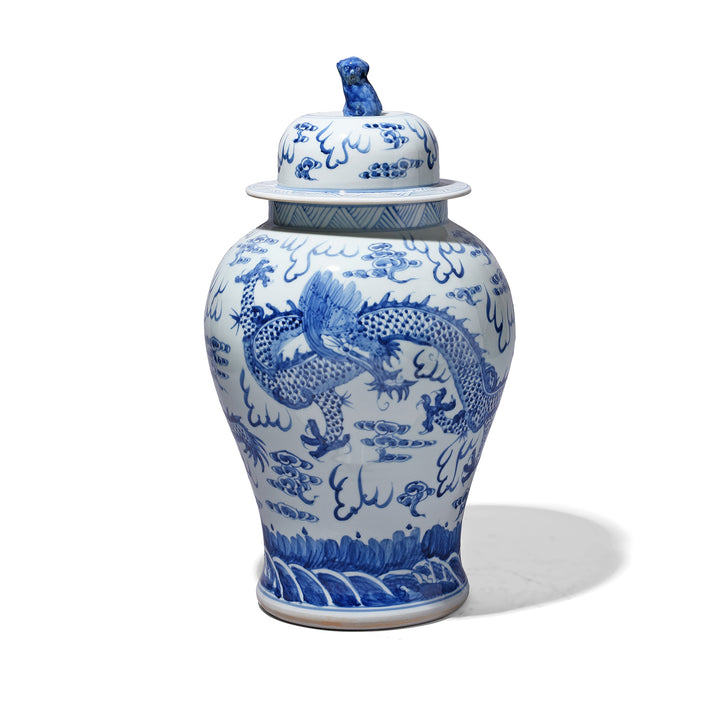 Small Blue And White Dragon Temple Jar | Indigo Antiques