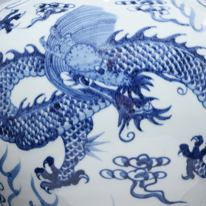 Detail From Blue And White Dragon Temple Jar