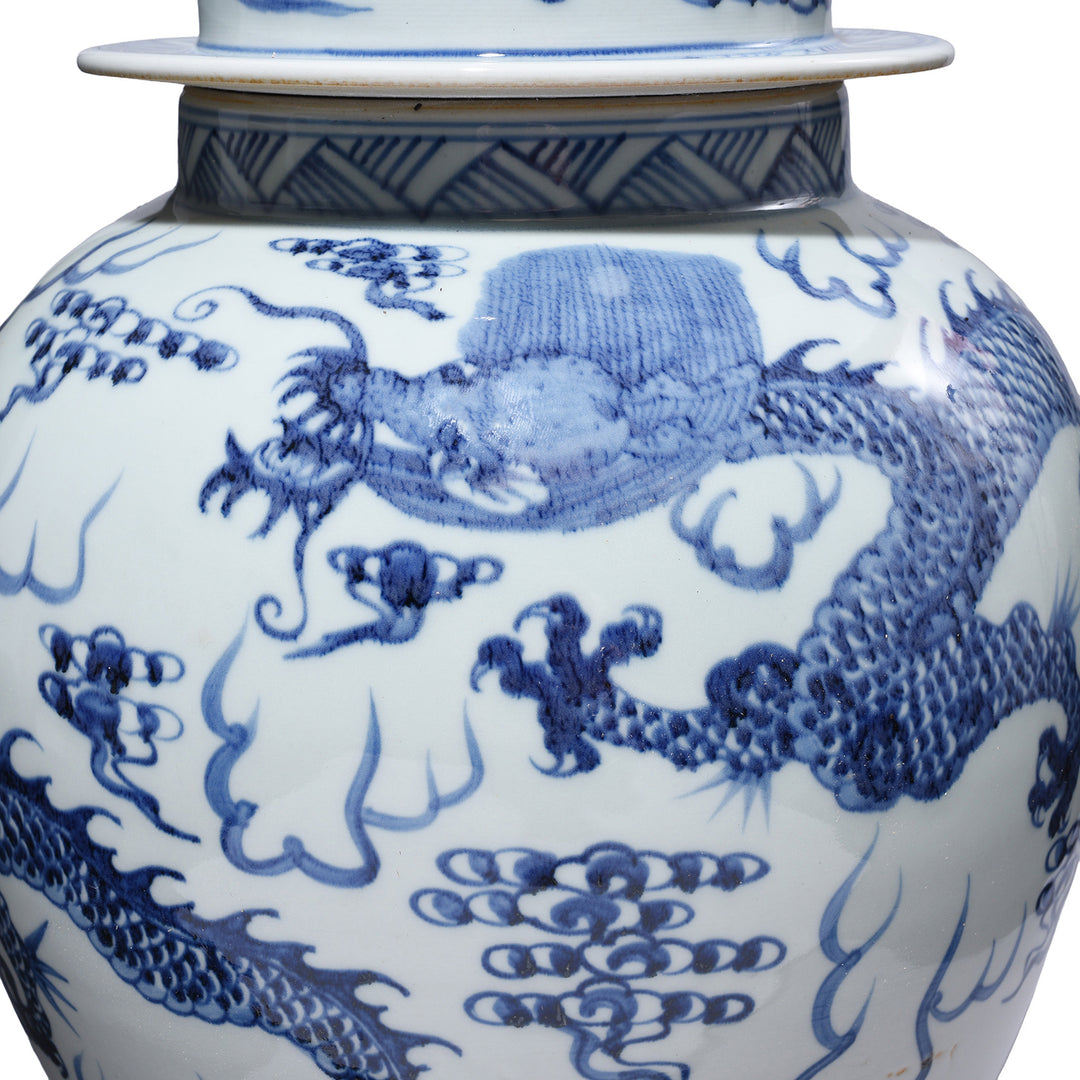 Dragon Detail From Blue And White Dragon Temple Jar
