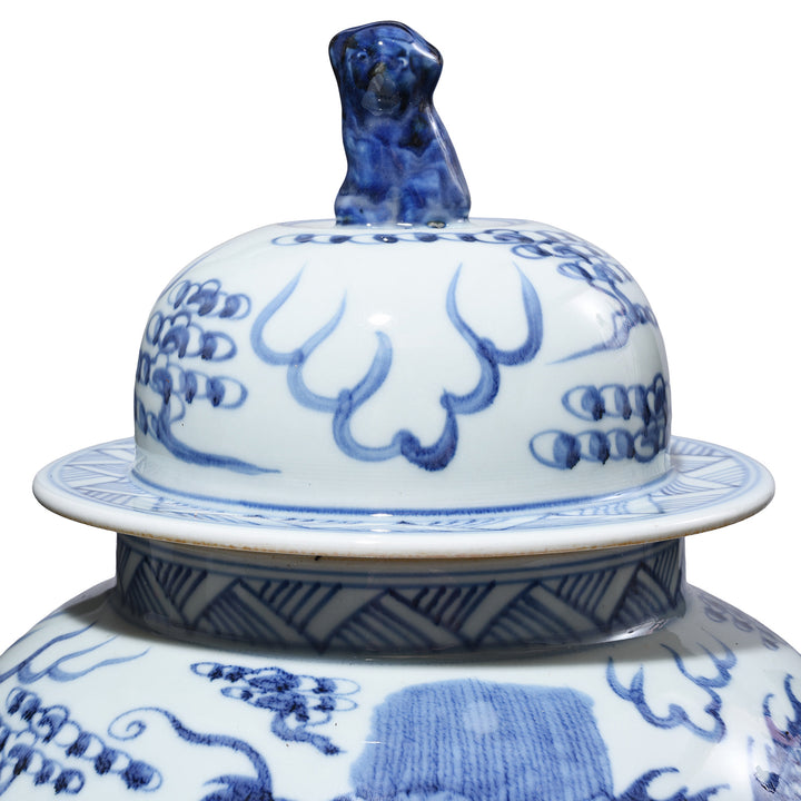 Lid Detail From Blue And White Dragon Temple Jar