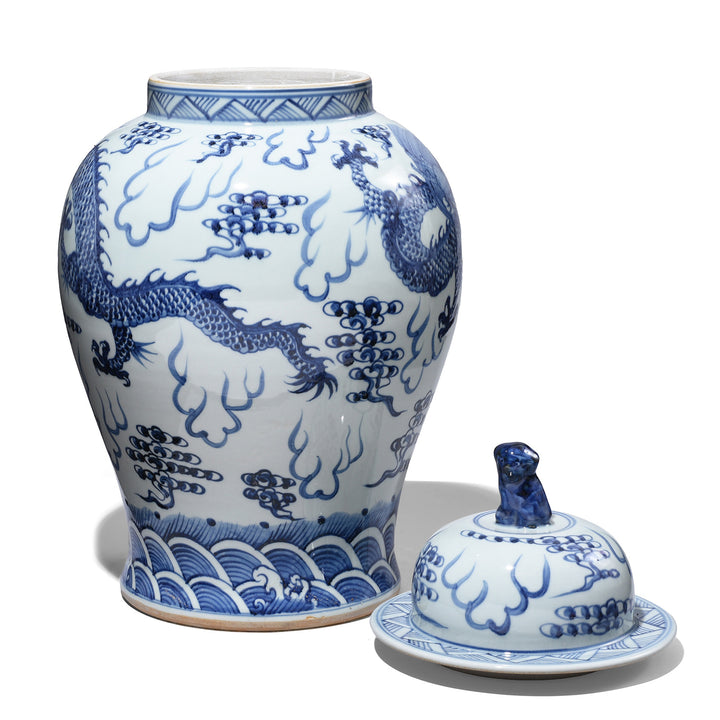 Reverse Of Blue And White Dragon Temple Jar