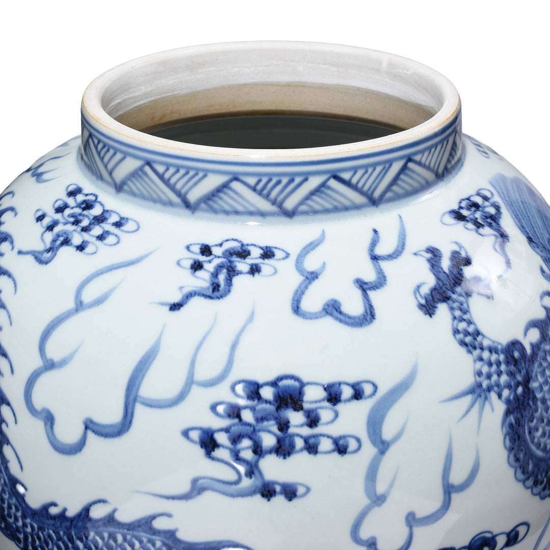 Rim Detail From Blue And White Dragon Temple Jar