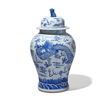Blue & White Dragon Temple Jar