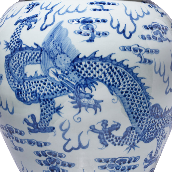Dragon Detail From Blue And White Dragon Temple Jar | Indigo Antiques