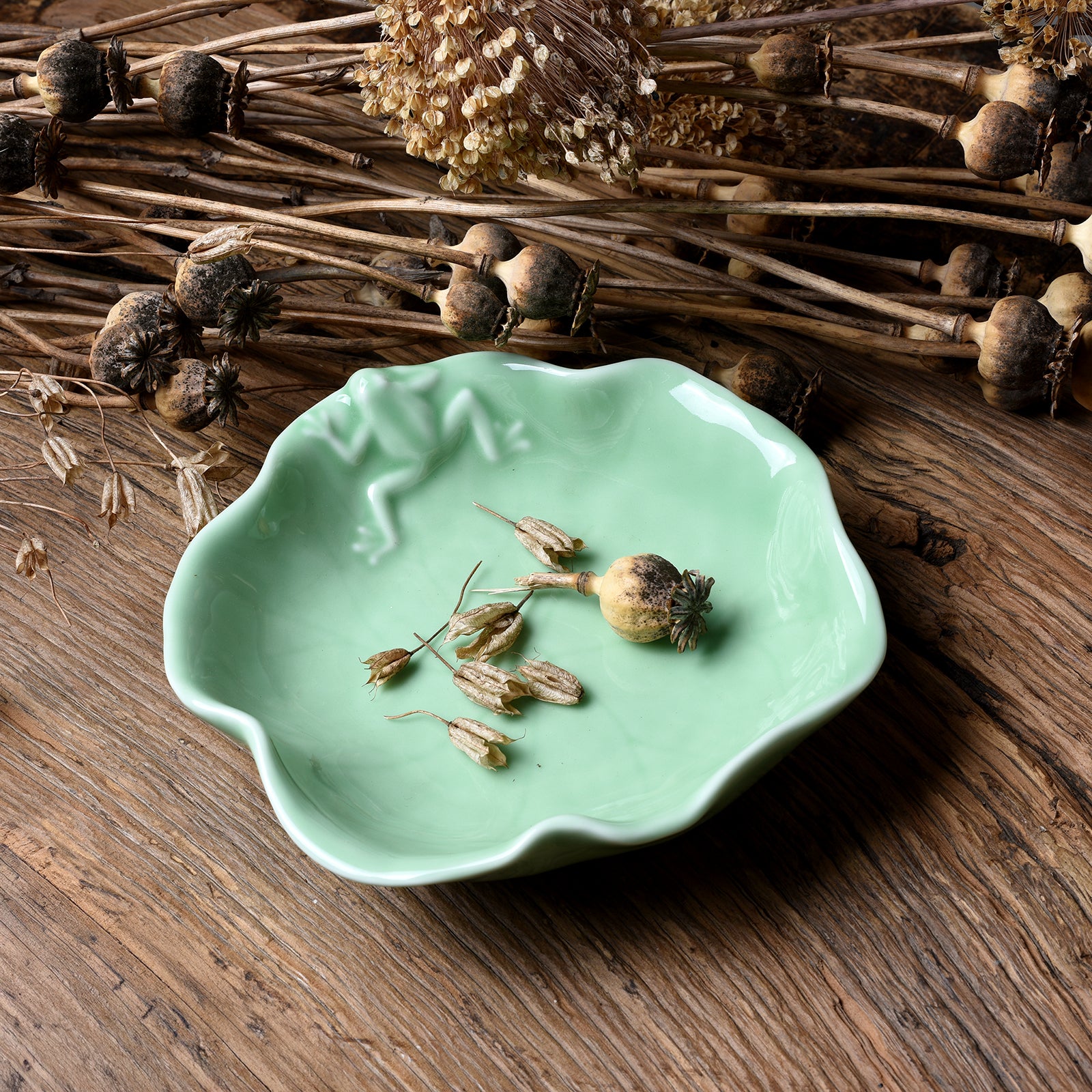 Porcelain  Bowl With Frog Design - Celadon Glaze | Indigo Antiques