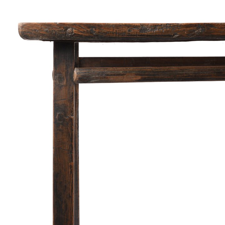 Corner Detail From Antique Elm Kitchen Dining Table - One Piece Top | Indigo Antiques