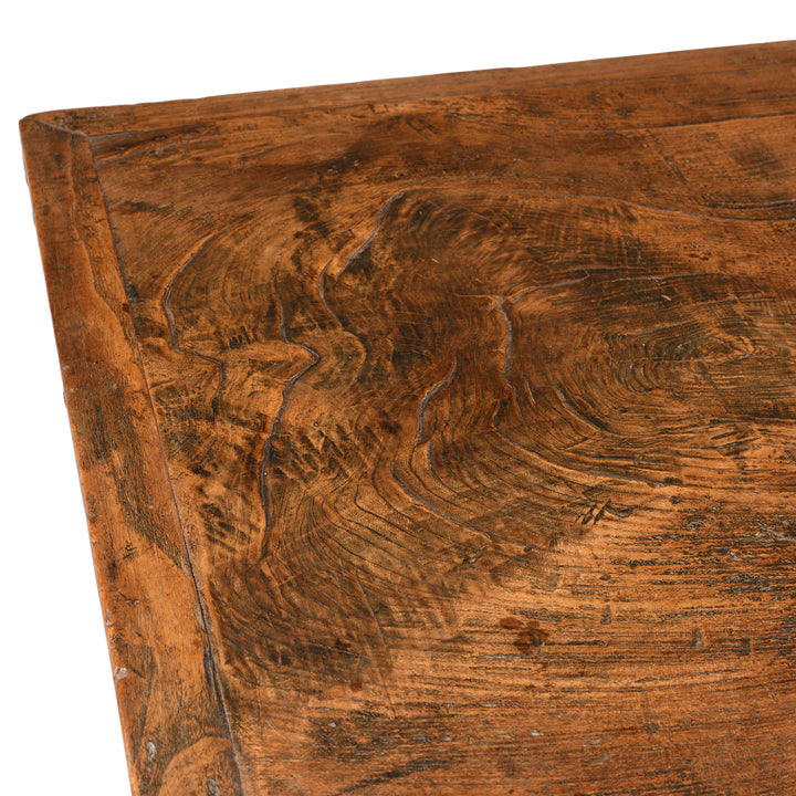 Detail From Antique Elm Kitchen Dining Table - One Piece Top | Indigo Antiques