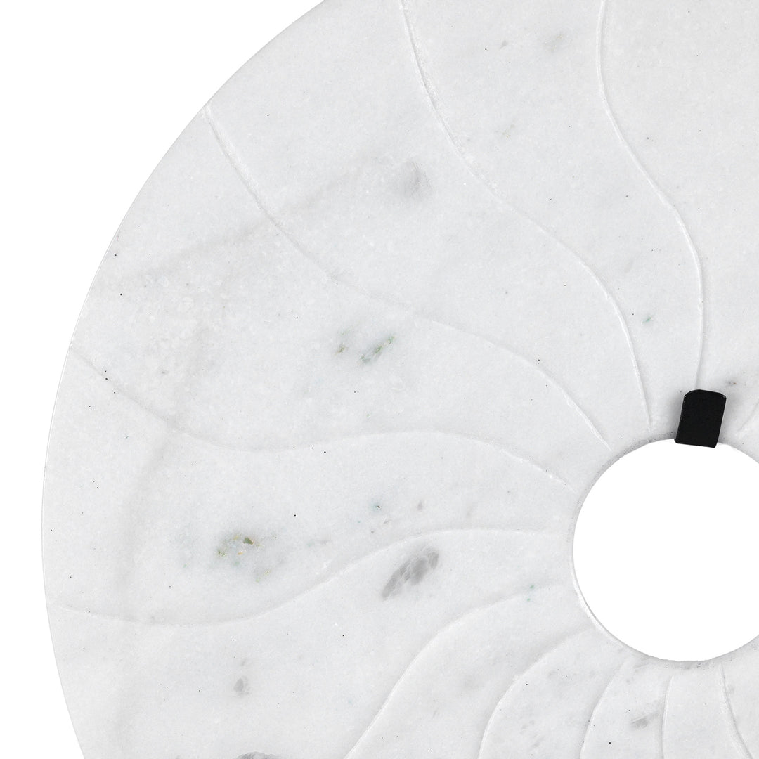 Wavy Lines Polished Marble Bi on Iron Stand | Indigo Antiques