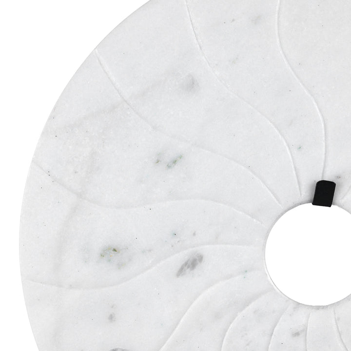 Wavy Lines Polished Marble Bi on Iron Stand | Indigo Antiques