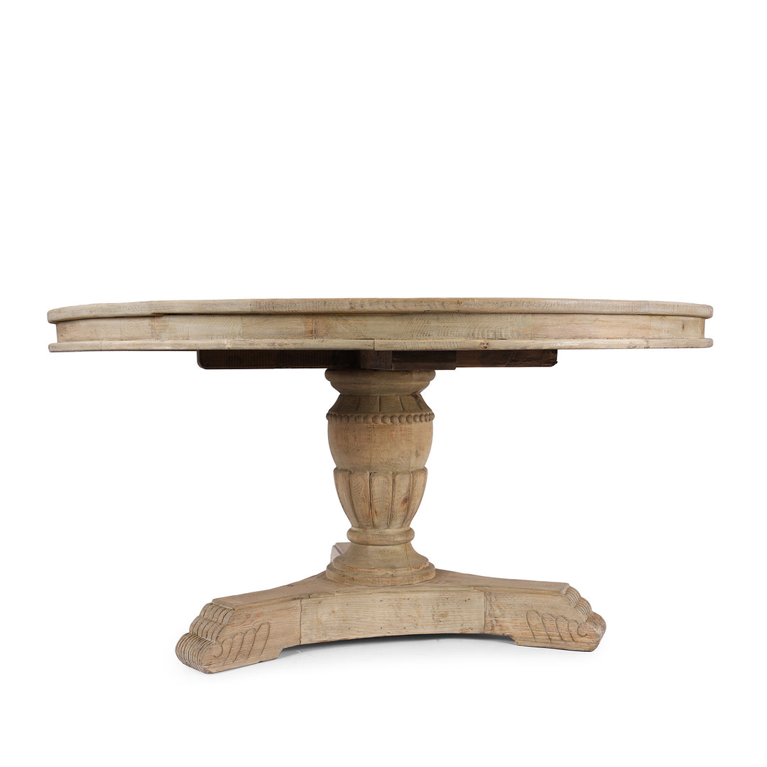 Round Pedestal  Dining Table Made From Old Bleached Pine