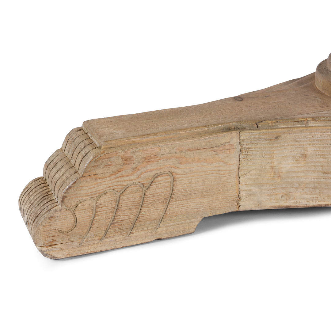 Carved Foot Dail From Round Pedestal  Dining Table Made From Old Bleached Pine | Indigo Antiques