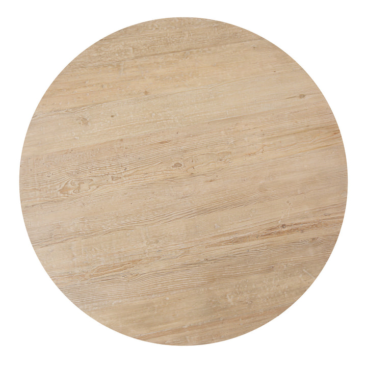 Top Down View Of Round Pedestal  Dining Table Made From Old Bleached Pine | Indigo Antiques