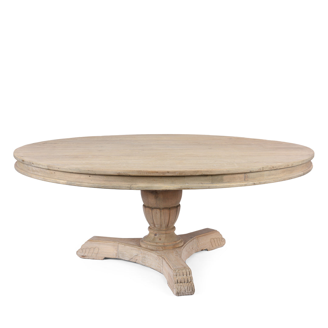 Round Pedestal  Dining Table Made From Old Bleached Pine