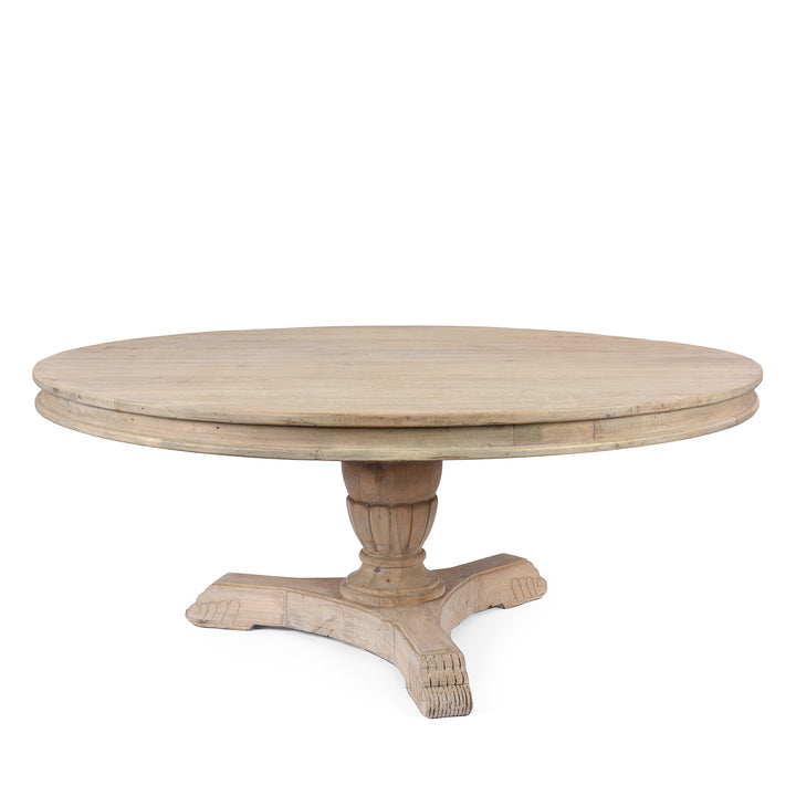 Round Pedestal  Dining Table Made From Old Bleached Pine