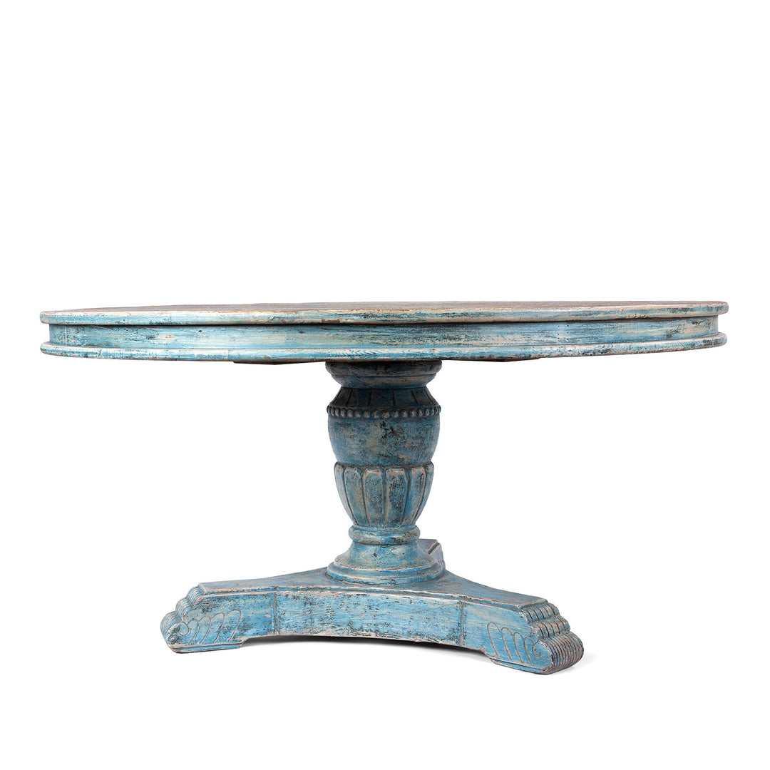 Round Pedestal Dining Table Made From Old Painted Pine