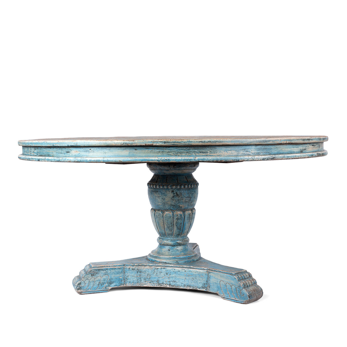 Round Pedestal Dining Table Made From Old Painted Pine
