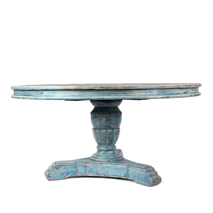 Round Pedestal Dining Table Made From Old Painted Pine