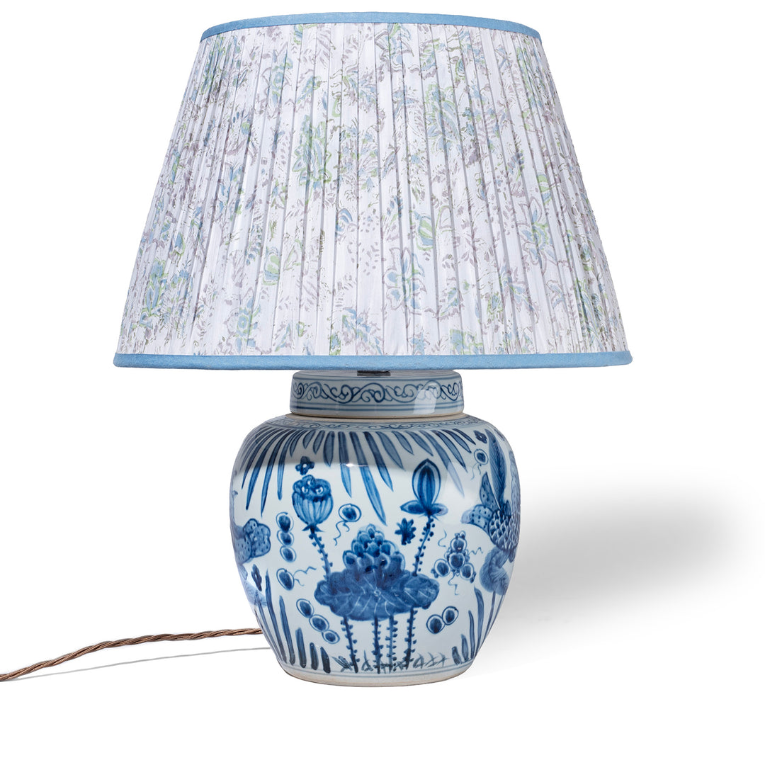 Fish & Pond Ginger Jar Lamp – Hand Painted Porcelain | Indigo Antiques