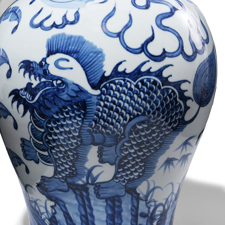 Design Detail From Blue & White Porcelain Temple Jar - Qilin Design | Indigo Antiques