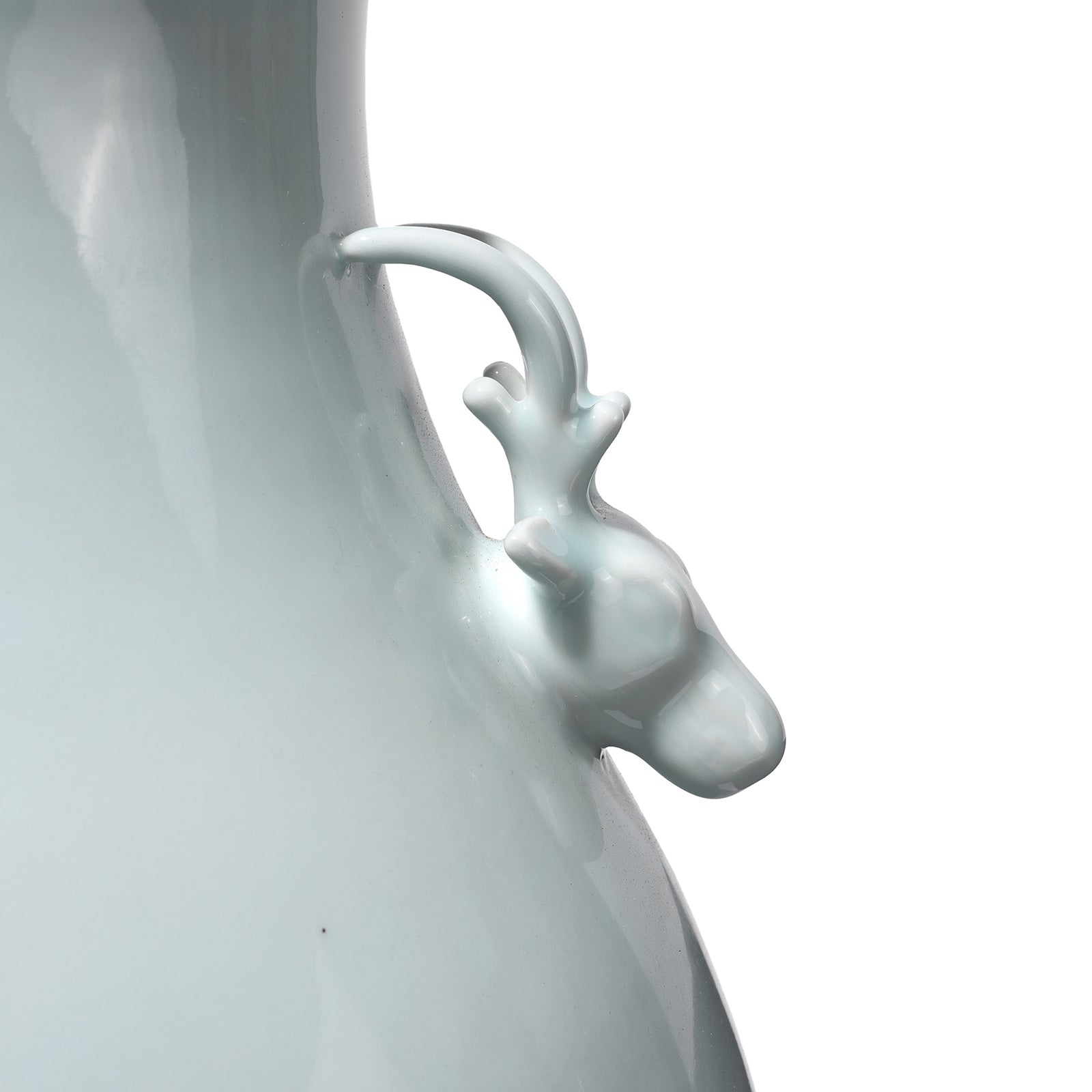Celadon Porcelain Deer Handle Vase