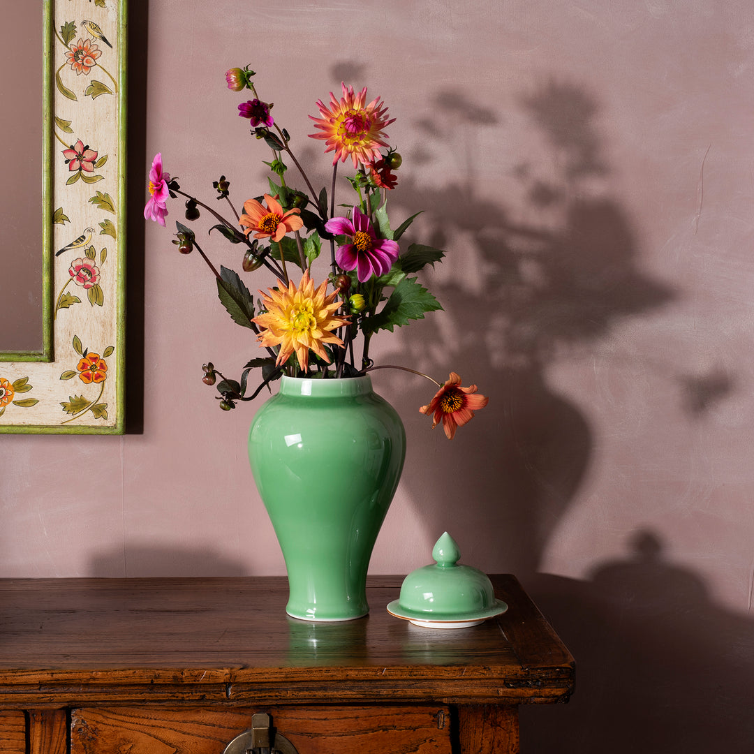 Green Celadon Porcelain Temple Jar | Indigo Antiques