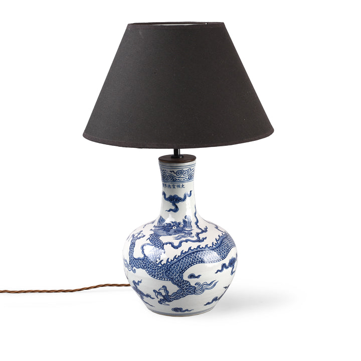 Chinese Blue & White Porcelain Table Lamp With Shade 17 | Indigo Antiques