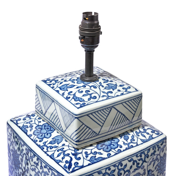 Blue & White Porcelain Tea Caddy Table Lamp