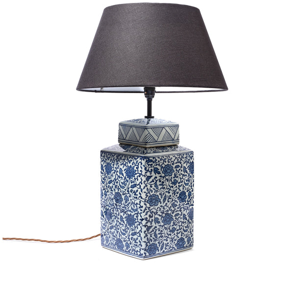 Blue & White Porcelain Tea Caddy Table Lamp