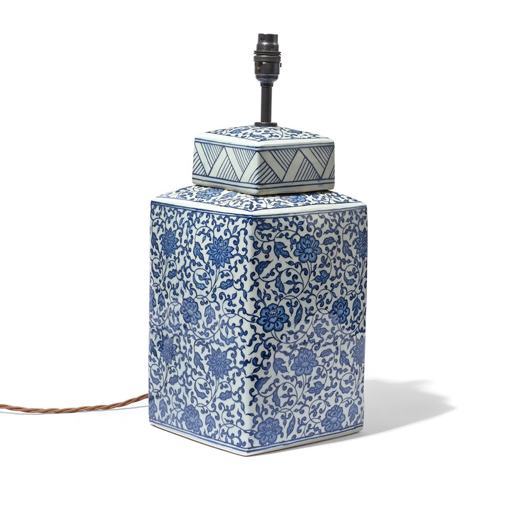 Blue & White Porcelain Tea Caddy Table Lamp | Indigo Antiques