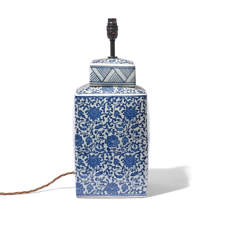 Blue & White Porcelain Tea Caddy Table Lamp | Indigo Antiques