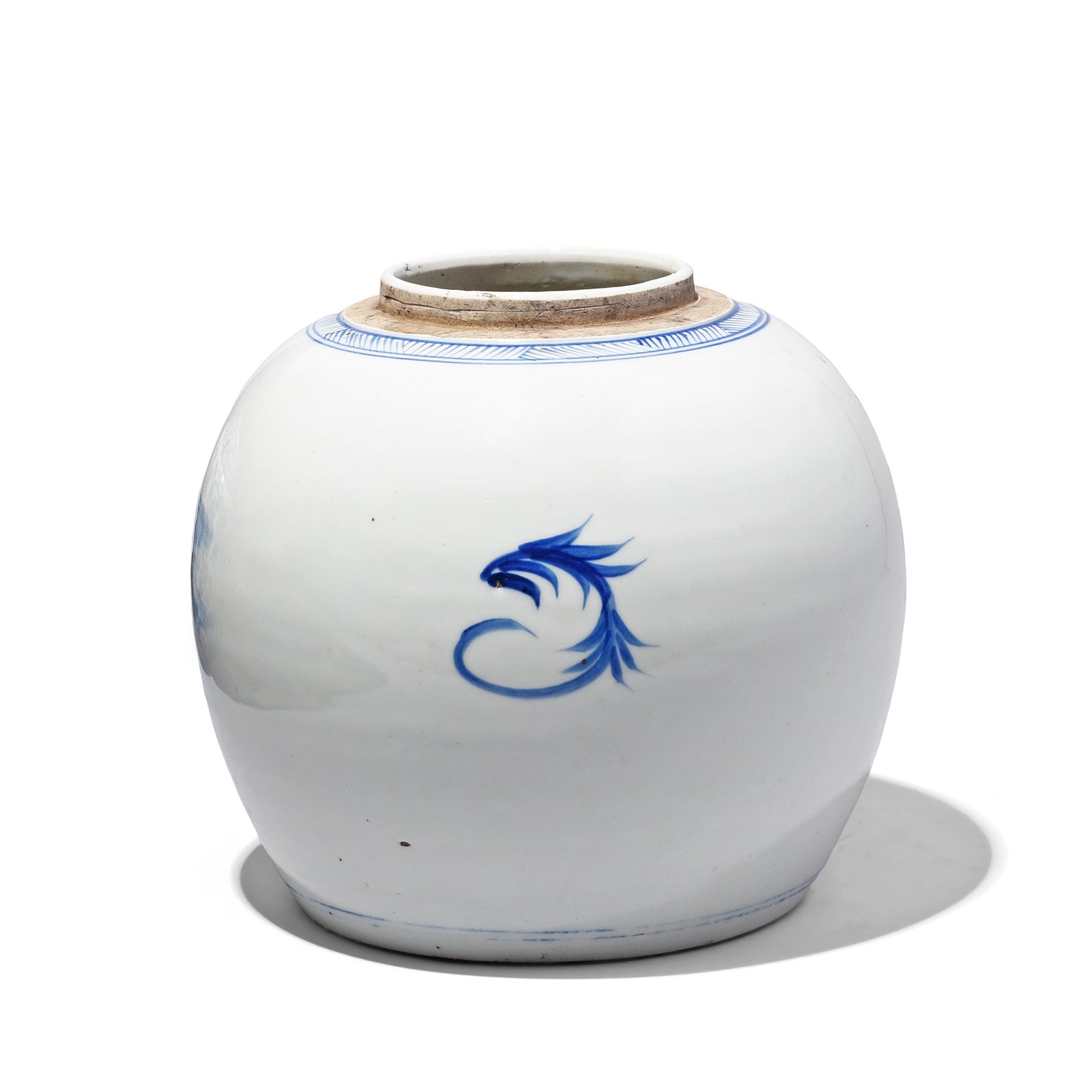 Back Of Reproduction Chinese Blue & White Porcelain Ginger Jar - Chrysanthemum | Indigo Antiques