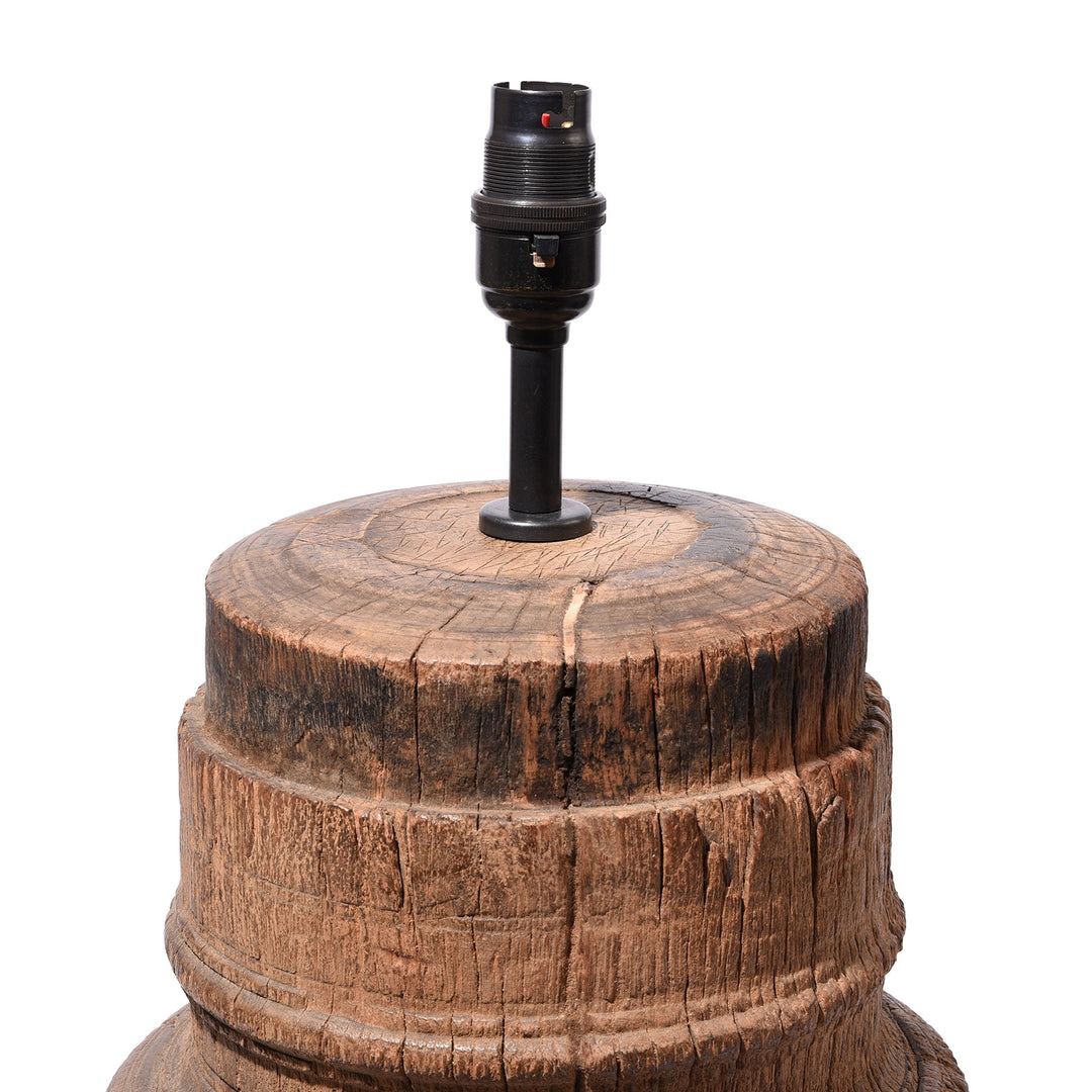 Detail From Elm Wheel Hub Table Lamp From Shanxi - 19th Century  | Indigo Antiques
