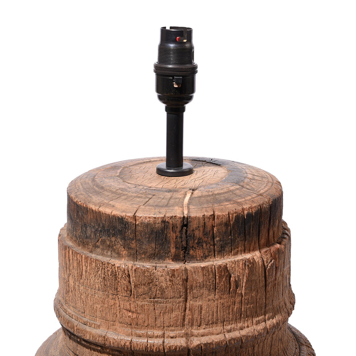 Detail From Elm Wheel Hub Table Lamp From Shanxi - 19th Century  | Indigo Antiques