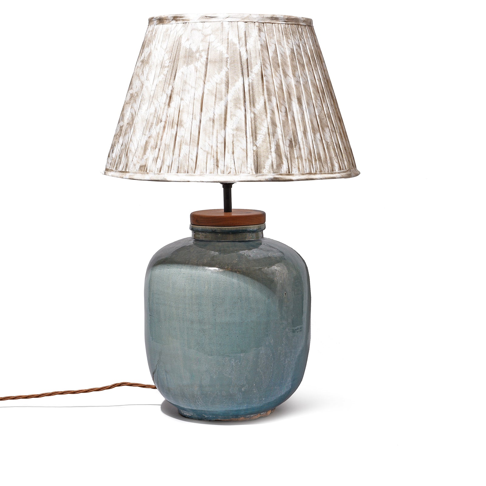 Wired Lamp from a Celadon Glaze Wine Jar | Indigo Antiques