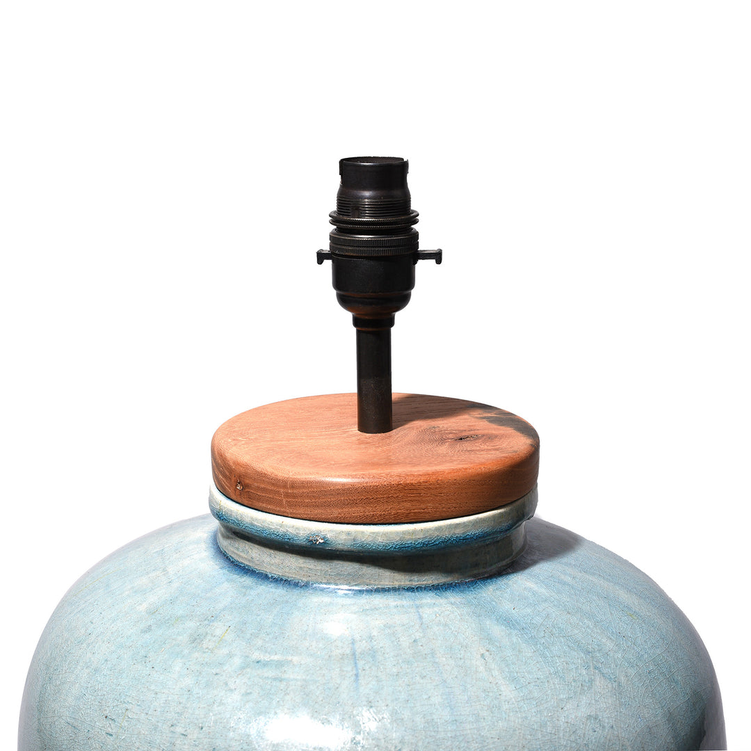 Detail From Wired Lamp from a Celadon Glaze Wine Jar | Indigo Antiques