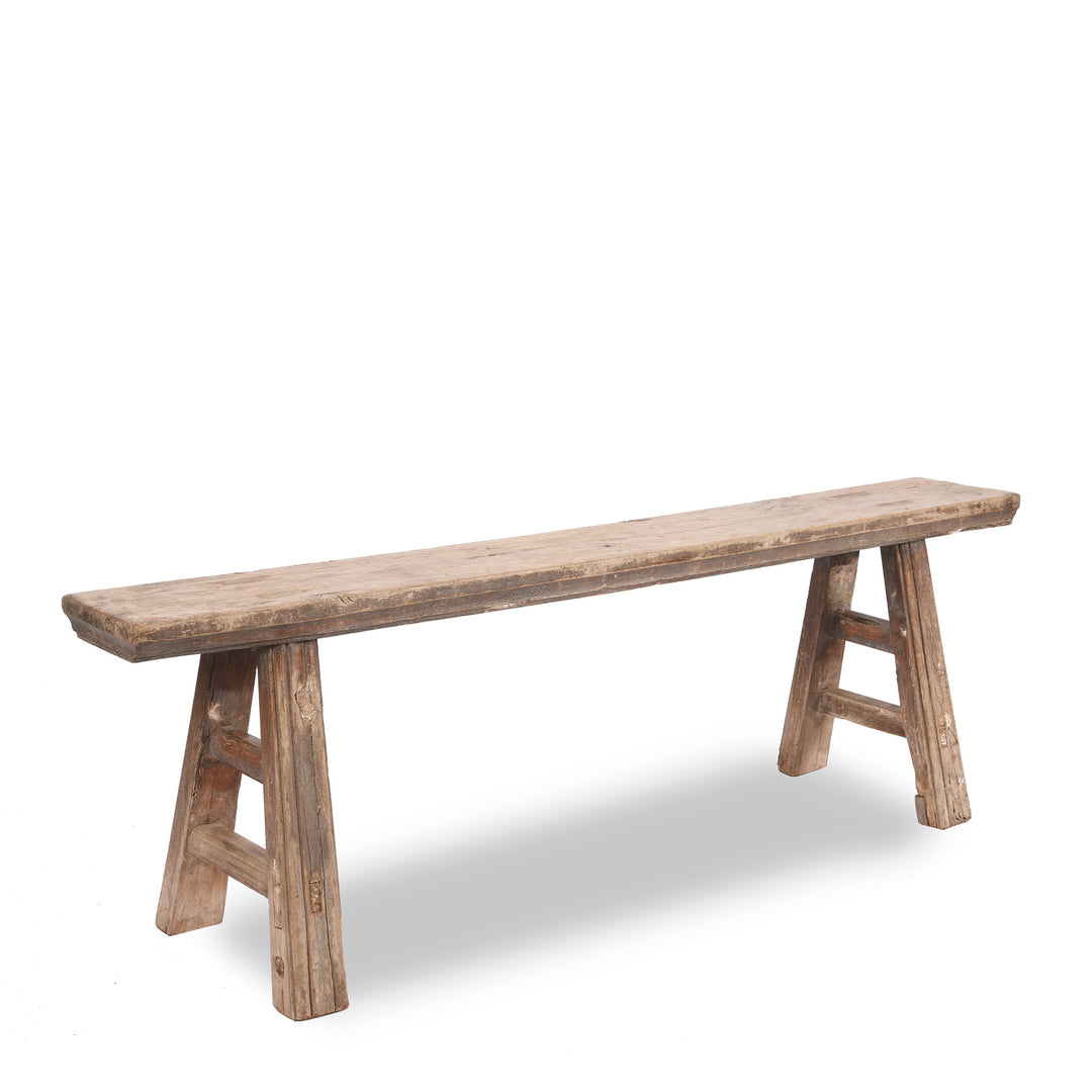 Rustic Walnut Farm Bench – 19th Century