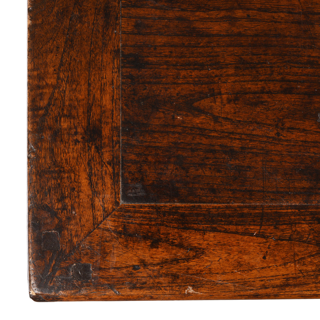 Top Corner Detail From Antique Elm Kang Table From Shanxi - 19th Century | Indigo Antiques