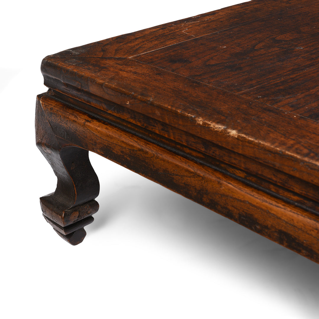 Corner Detail From Antique Elm Kang Table From Shanxi - 19th Century | Indigo Antiques