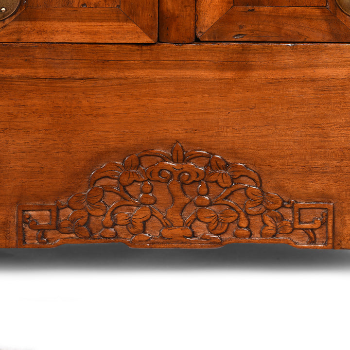 Carving Detail From Antique Kang Cabinet Made From Catalpa wood | Indigo Antiques