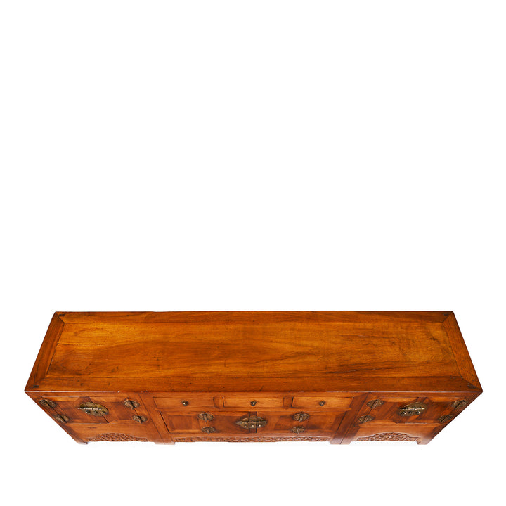Top Down View Of Antique Kang Cabinet Made From Catalpa wood | Indigo Antiques