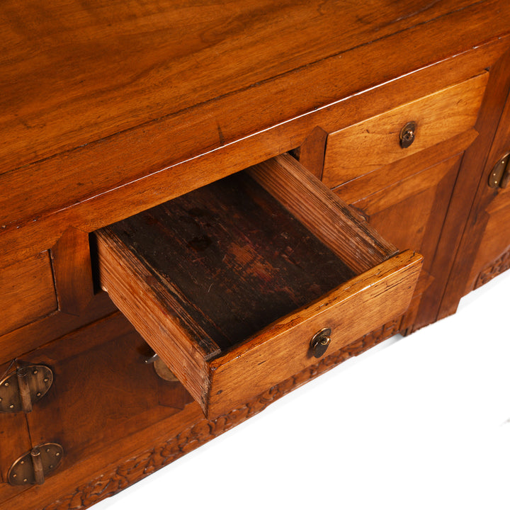 Drawer Detail From Antique Kang Cabinet Made From Catalpa wood | Indigo Antiques