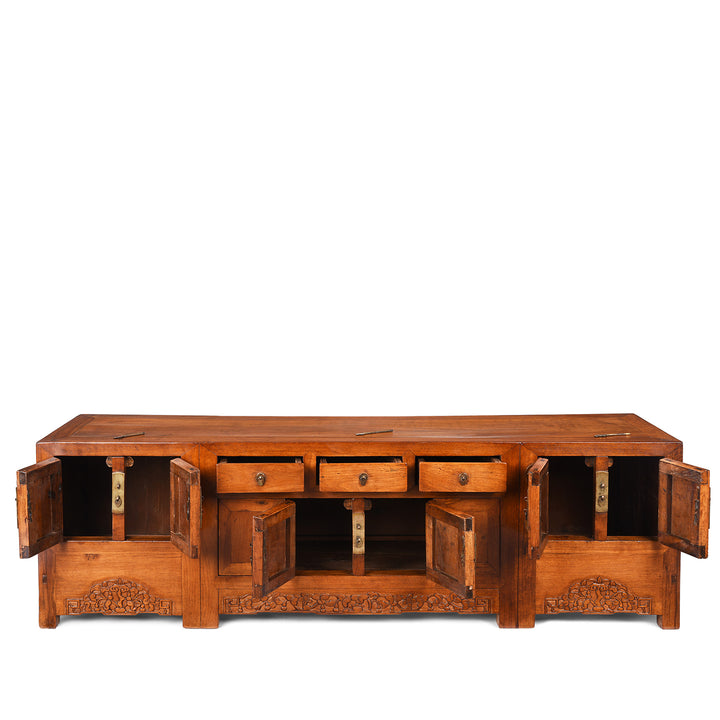Open Doors View Of Antique Kang Cabinet Made From Catalpa wood | Indigo Antiques