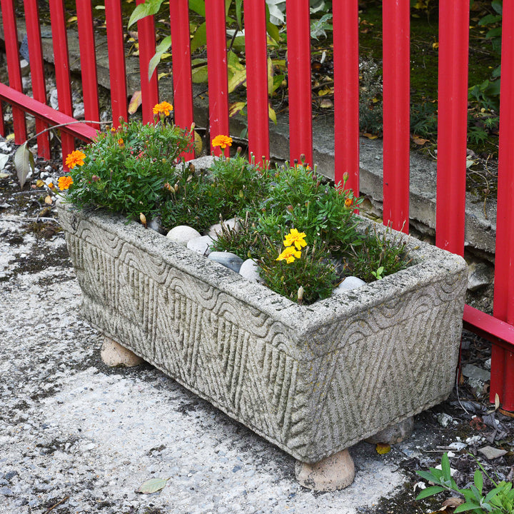 Angled View Of Carved Stone Trough From China | Indigo Antiques