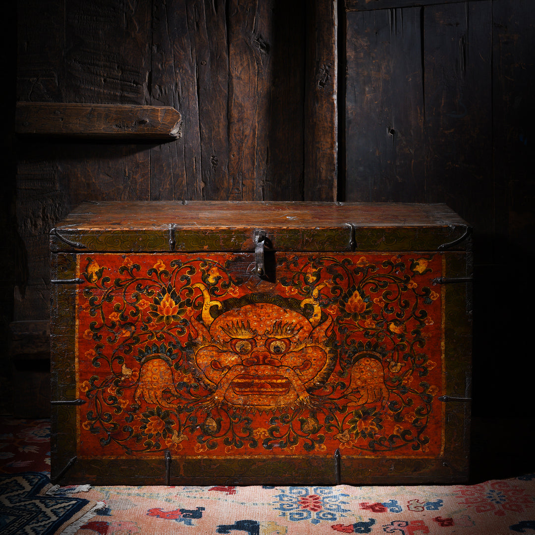 Painted Zeeba Chest From Tibet - 19thC | Indigo Antiques