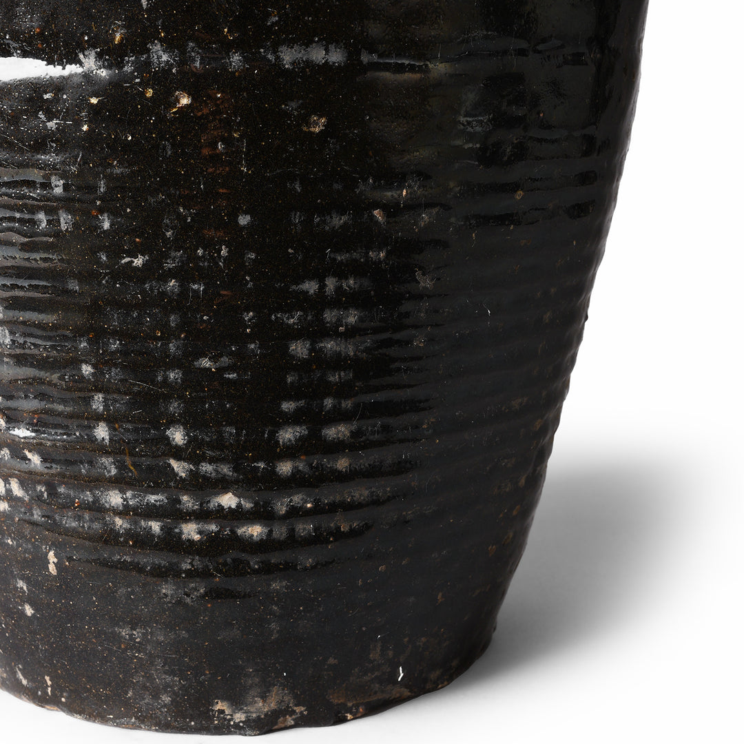 Detail From Antique Black Glazed Terracotta Storage Jar From Peking  | Indigo Antiques